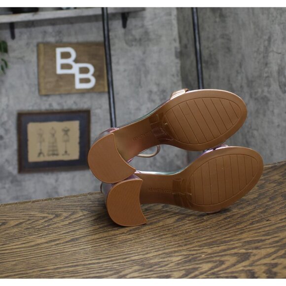 NWT Kenneth Cole New York Block Heel Luisa Wedge Sandal Rose Gold Multi Pink 7M - Picture 10 of 13